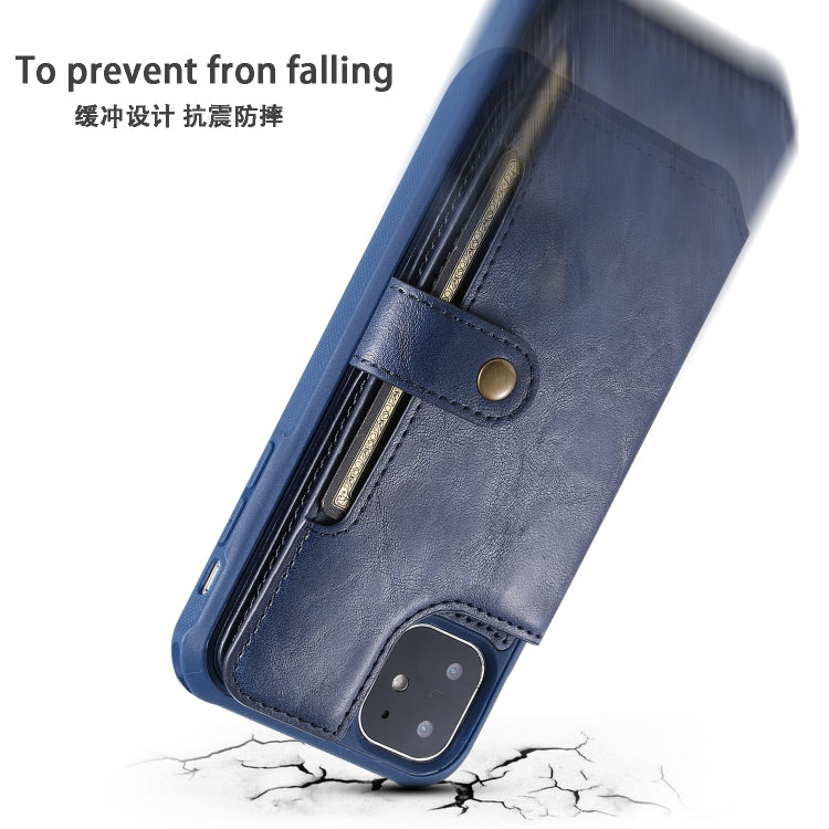 For iPhone 11 For  iPhone 11 Buckle Zipper Shockproof Protective Case with Holder & Card Slots & Wallet & Lanyard & Photos Frame