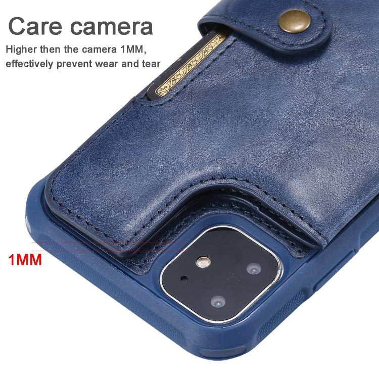 For iPhone 11 For  iPhone 11 Buckle Zipper Shockproof Protective Case with Holder & Card Slots & Wallet & Lanyard & Photos Frame