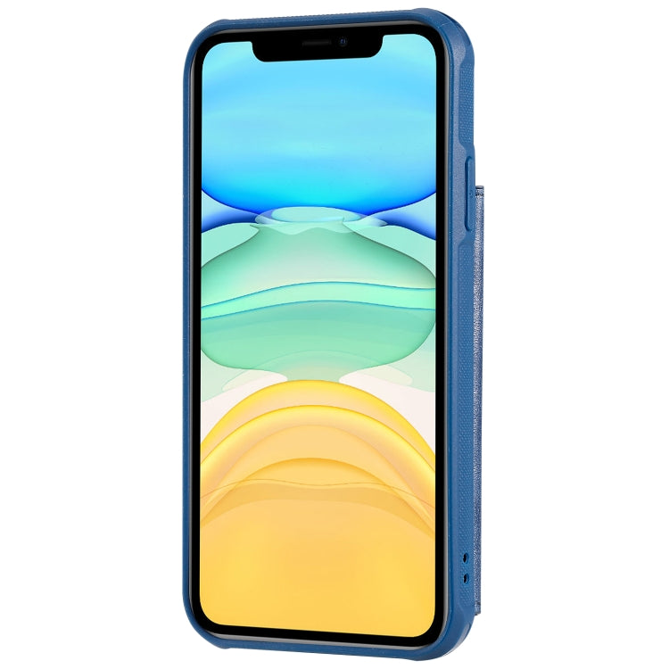 For iPhone 11 For  iPhone 11 Buckle Zipper Shockproof Protective Case with Holder & Card Slots & Wallet & Lanyard & Photos Frame