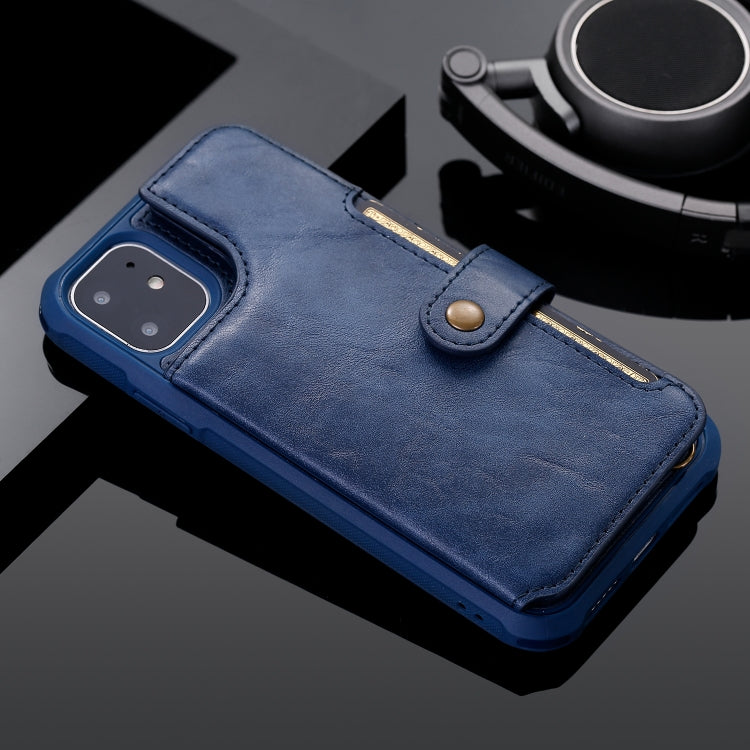 For iPhone 11 For  iPhone 11 Buckle Zipper Shockproof Protective Case with Holder & Card Slots & Wallet & Lanyard & Photos Frame