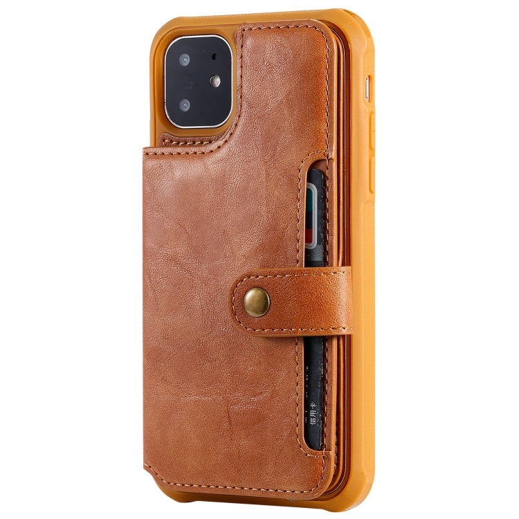For iPhone 11 For  iPhone 11 Buckle Zipper Shockproof Protective Case with Holder & Card Slots & Wallet & Lanyard & Photos Frame