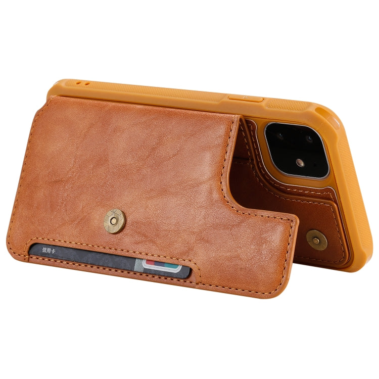 For iPhone 11 For  iPhone 11 Buckle Zipper Shockproof Protective Case with Holder & Card Slots & Wallet & Lanyard & Photos Frame