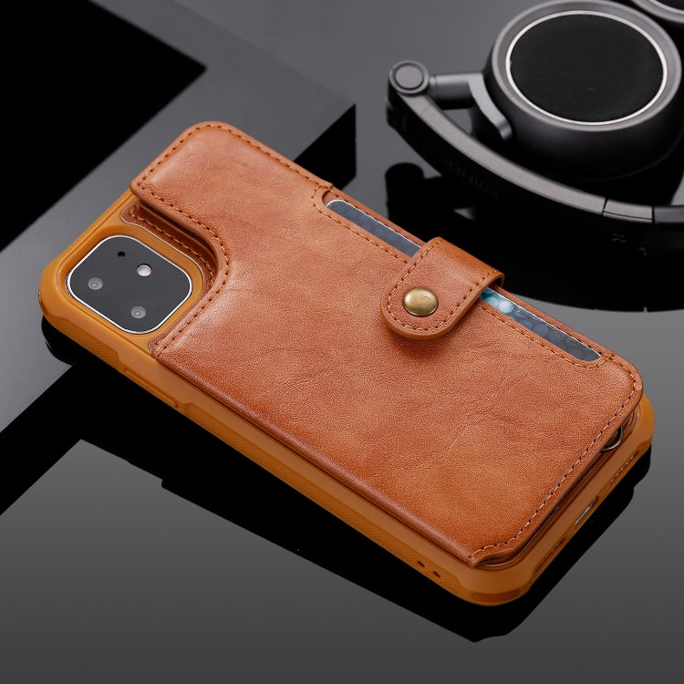 For iPhone 11 For  iPhone 11 Buckle Zipper Shockproof Protective Case with Holder & Card Slots & Wallet & Lanyard & Photos Frame