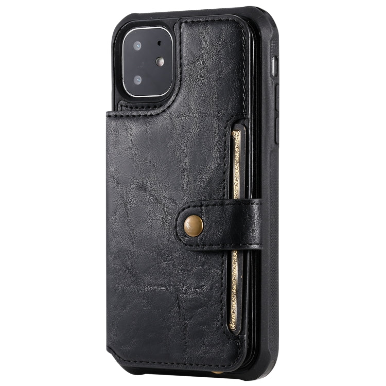 For iPhone 11 For  iPhone 11 Buckle Zipper Shockproof Protective Case with Holder & Card Slots & Wallet & Lanyard & Photos Frame