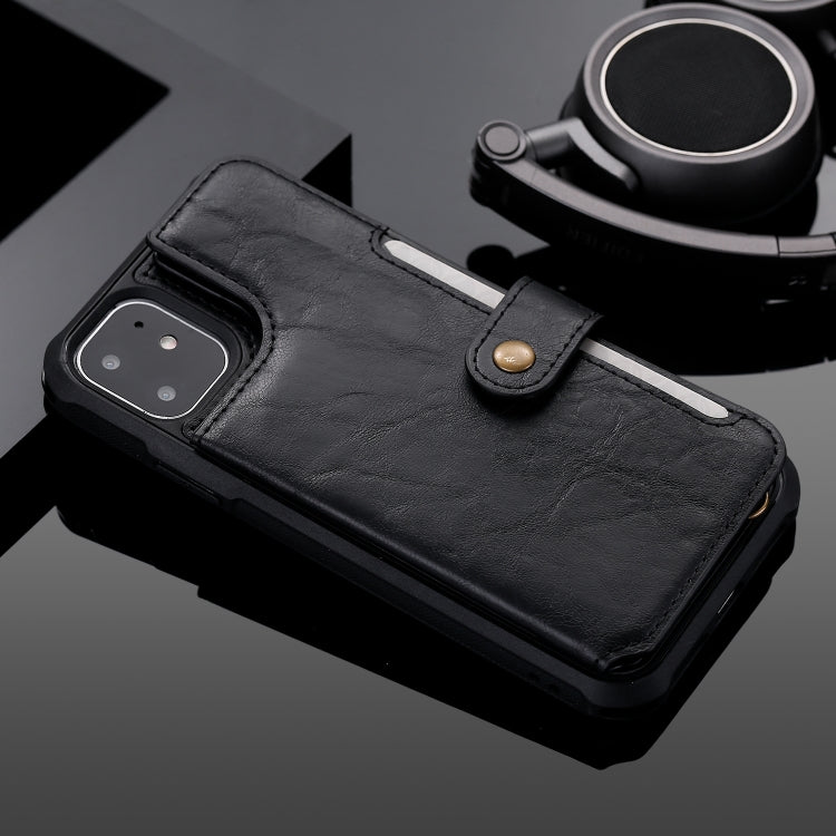 For iPhone 11 For  iPhone 11 Buckle Zipper Shockproof Protective Case with Holder & Card Slots & Wallet & Lanyard & Photos Frame
