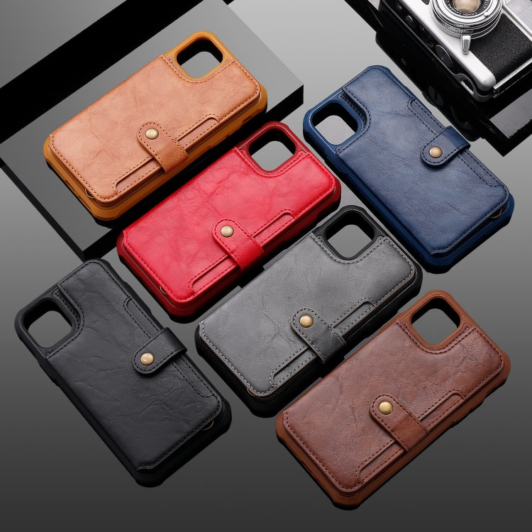 For iPhone 11 For  iPhone 11 Buckle Zipper Shockproof Protective Case with Holder & Card Slots & Wallet & Lanyard & Photos Frame