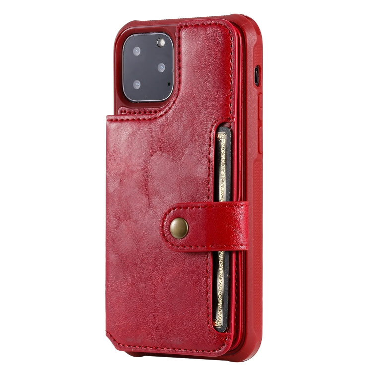 For iPhone 11 Pro Buckle Zipper Shockproof Protective Case with Holder & Card Slots & Wallet & Lanyard & Photos Frame