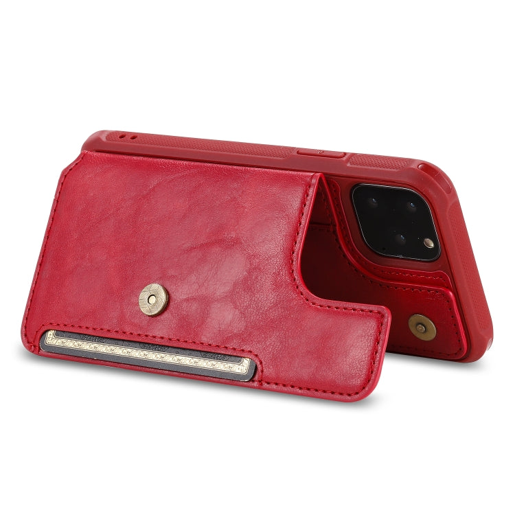 For iPhone 11 Pro Buckle Zipper Shockproof Protective Case with Holder & Card Slots & Wallet & Lanyard & Photos Frame