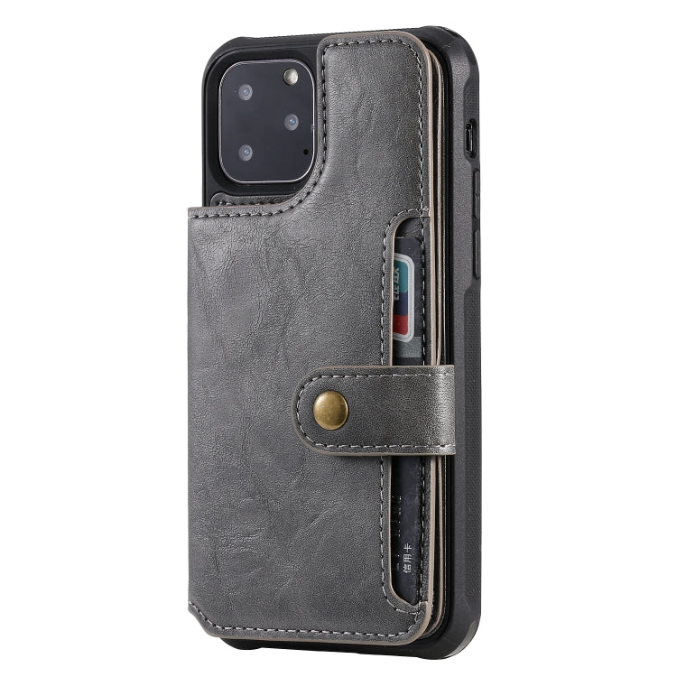 For iPhone 11 Pro Buckle Zipper Shockproof Protective Case with Holder & Card Slots & Wallet & Lanyard & Photos Frame