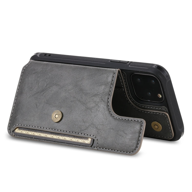 For iPhone 11 Pro Buckle Zipper Shockproof Protective Case with Holder & Card Slots & Wallet & Lanyard & Photos Frame