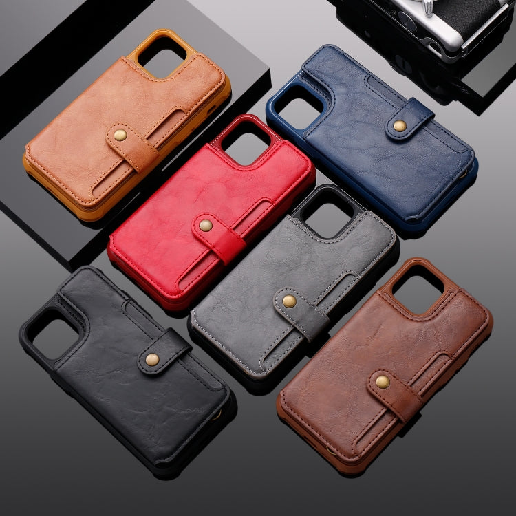 For iPhone 11 Pro Buckle Zipper Shockproof Protective Case with Holder & Card Slots & Wallet & Lanyard & Photos Frame