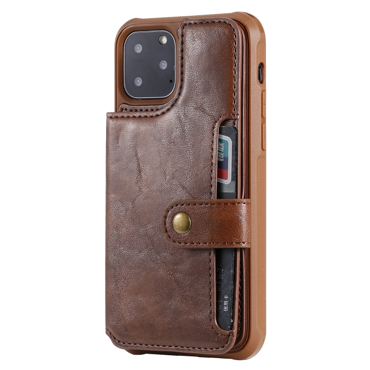 For iPhone 11 Pro Buckle Zipper Shockproof Protective Case with Holder & Card Slots & Wallet & Lanyard & Photos Frame