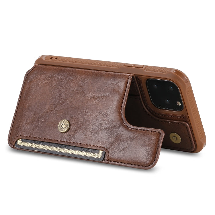 For iPhone 11 Pro Buckle Zipper Shockproof Protective Case with Holder & Card Slots & Wallet & Lanyard & Photos Frame