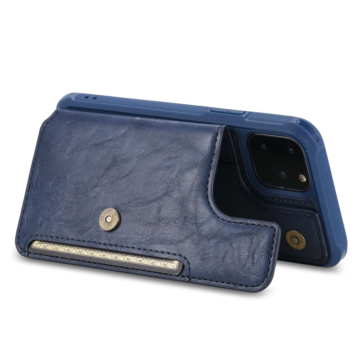 For iPhone 11 Pro Buckle Zipper Shockproof Protective Case with Holder & Card Slots & Wallet & Lanyard & Photos Frame