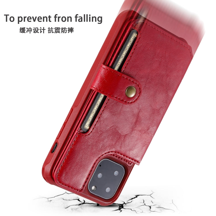 For iPhone 11 Pro Buckle Zipper Shockproof Protective Case with Holder & Card Slots & Wallet & Lanyard & Photos Frame