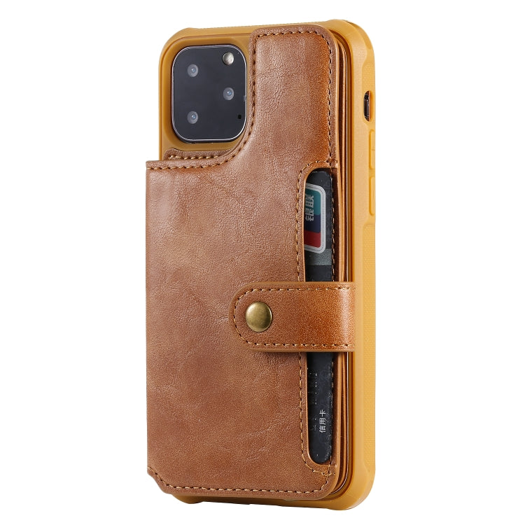For iPhone 11 Pro Buckle Zipper Shockproof Protective Case with Holder & Card Slots & Wallet & Lanyard & Photos Frame
