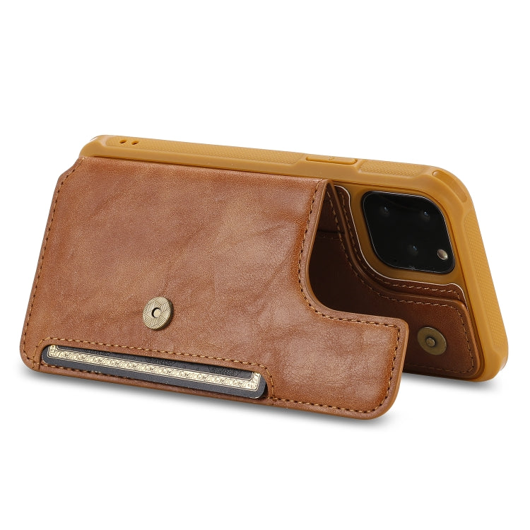 For iPhone 11 Pro Buckle Zipper Shockproof Protective Case with Holder & Card Slots & Wallet & Lanyard & Photos Frame