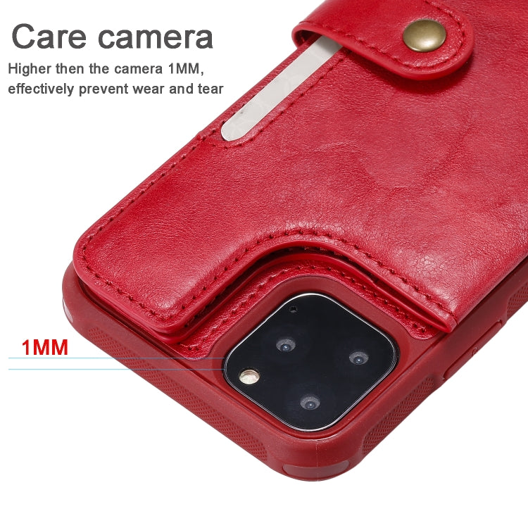 For iPhone 11 Pro Buckle Zipper Shockproof Protective Case with Holder & Card Slots & Wallet & Lanyard & Photos Frame
