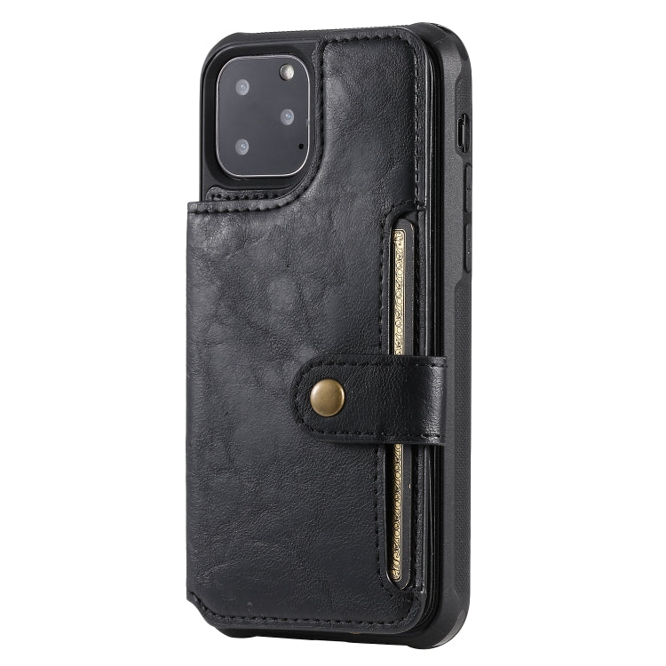 For iPhone 11 Pro Buckle Zipper Shockproof Protective Case with Holder & Card Slots & Wallet & Lanyard & Photos Frame