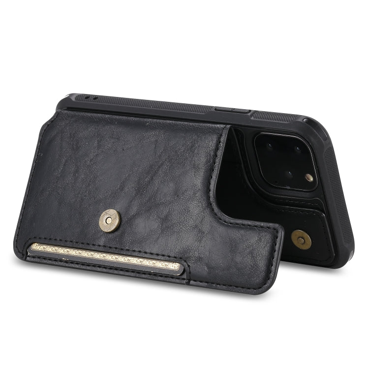 For iPhone 11 Pro Buckle Zipper Shockproof Protective Case with Holder & Card Slots & Wallet & Lanyard & Photos Frame