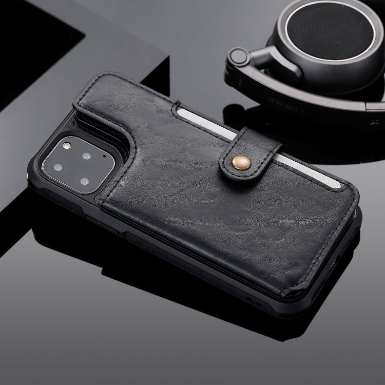 For iPhone 11 Pro Buckle Zipper Shockproof Protective Case with Holder & Card Slots & Wallet & Lanyard & Photos Frame
