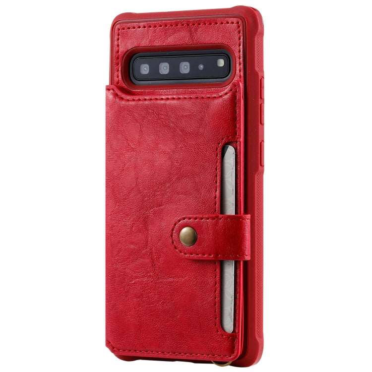 For Galaxy S10 5G Buckle Zipper Shockproof Protective Case with Holder & Card Slots & Wallet & Lanyard & Photos Frame