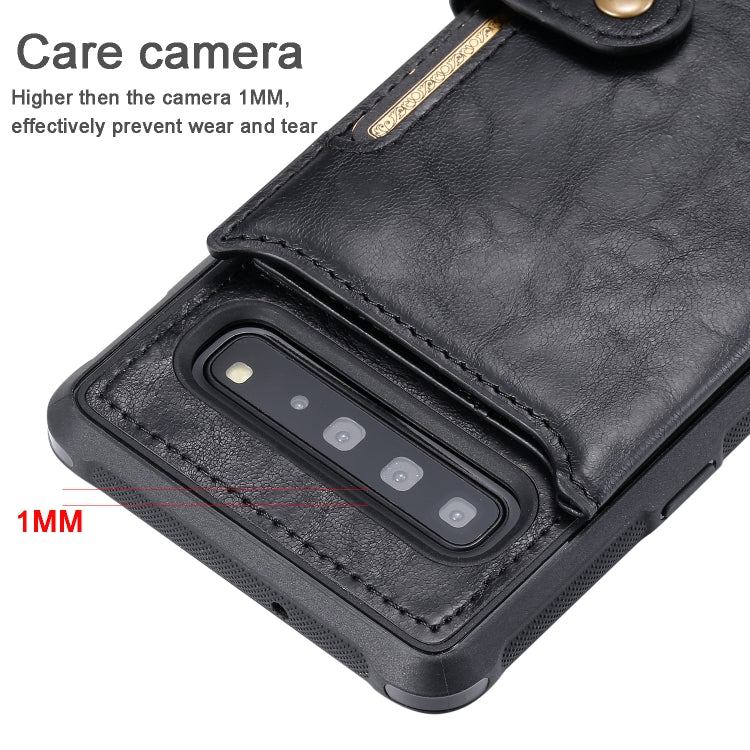 For Galaxy S10 5G Buckle Zipper Shockproof Protective Case with Holder & Card Slots & Wallet & Lanyard & Photos Frame