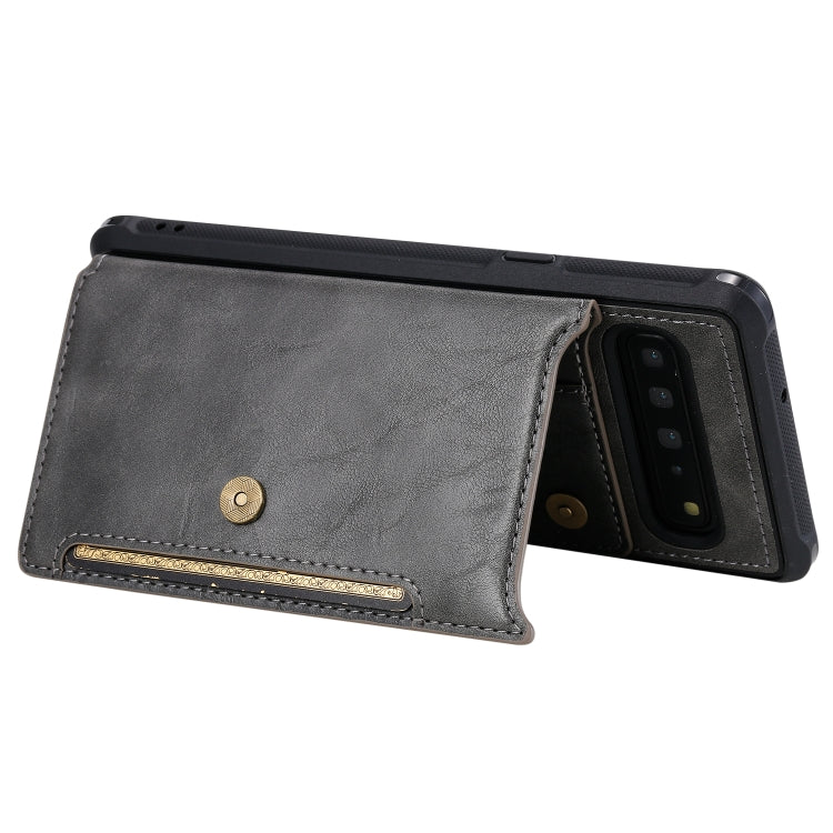 For Galaxy S10 5G Buckle Zipper Shockproof Protective Case with Holder & Card Slots & Wallet & Lanyard & Photos Frame