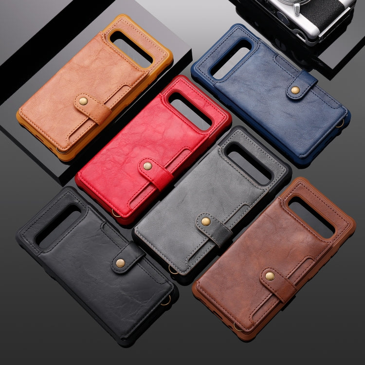 For Galaxy S10 5G Buckle Zipper Shockproof Protective Case with Holder & Card Slots & Wallet & Lanyard & Photos Frame