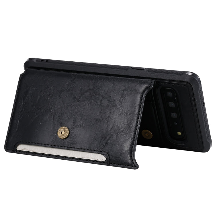 For Galaxy S10 5G Buckle Zipper Shockproof Protective Case with Holder & Card Slots & Wallet & Lanyard & Photos Frame