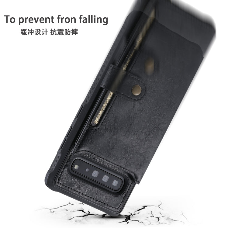 For Galaxy S10 5G Buckle Zipper Shockproof Protective Case with Holder & Card Slots & Wallet & Lanyard & Photos Frame