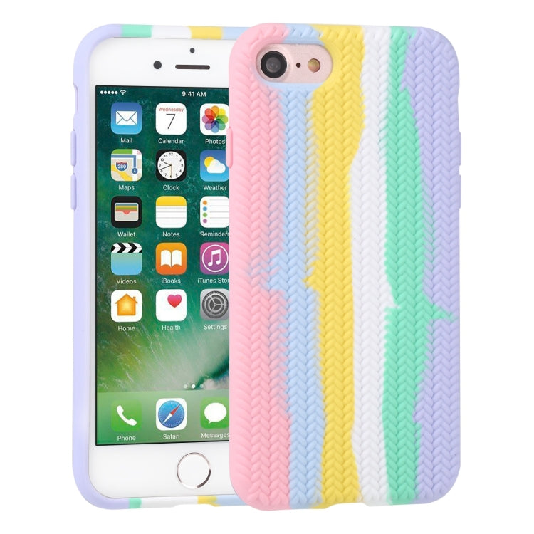 For iPhone SE 2022 / SE 2020 / 8 / 7 Herringbone Texture Silicone Protective Case