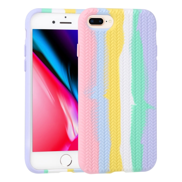 Herringbone Texture Silicone Protective Case For iPhone 8 Plus & 7 Plus