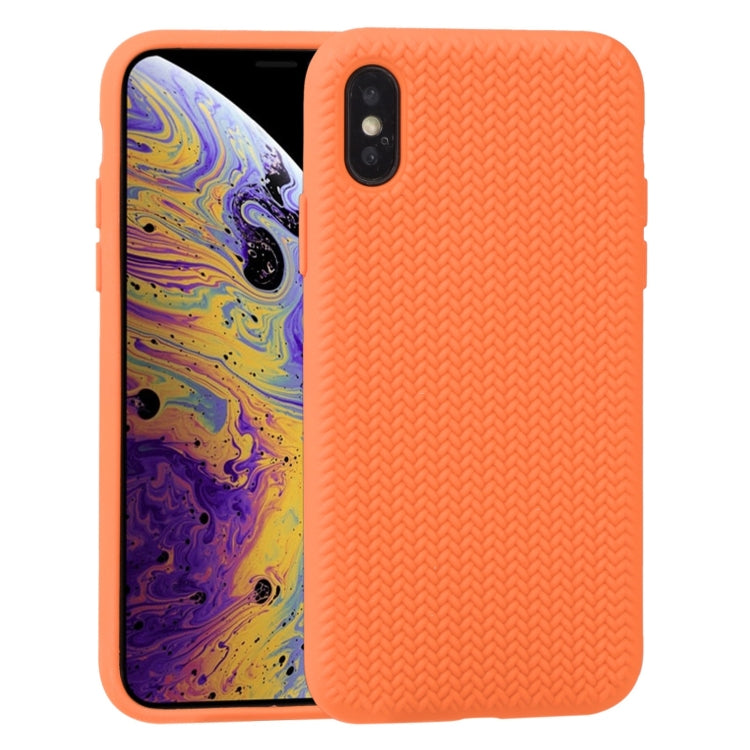 For iPhone X / XS Herringbone Texture Silicone Protective Case