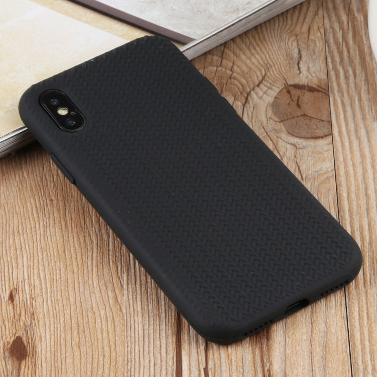 For iPhone XS Max Herringbone Texture Silicone Protective Case
