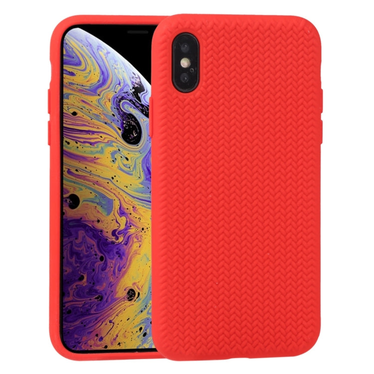 For iPhone XS Max Herringbone Texture Silicone Protective Case