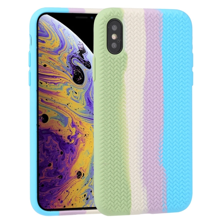 For iPhone XS Max Herringbone Texture Silicone Protective Case