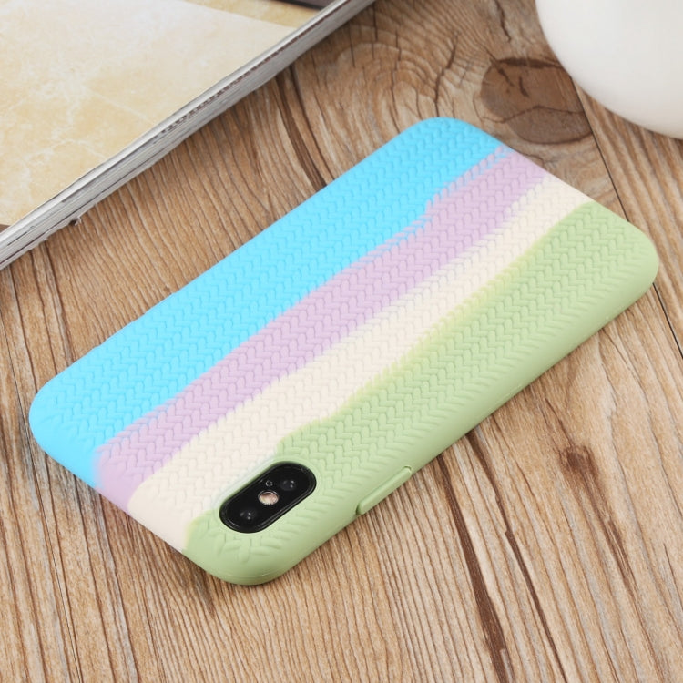 For iPhone XS Max Herringbone Texture Silicone Protective Case