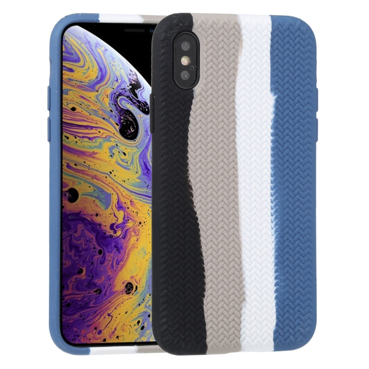 For iPhone XS Max Herringbone Texture Silicone Protective Case