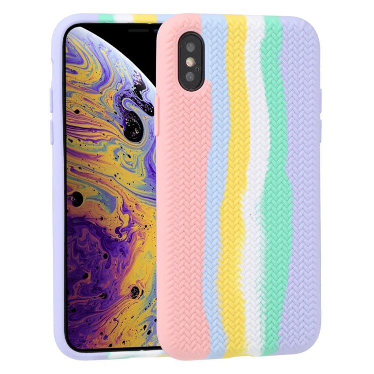 For iPhone XS Max Herringbone Texture Silicone Protective Case