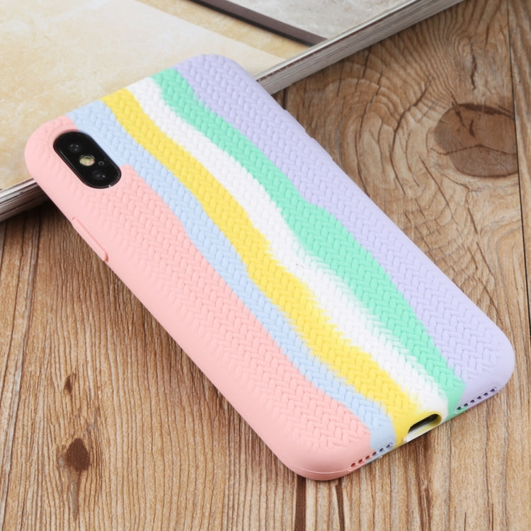 For iPhone XS Max Herringbone Texture Silicone Protective Case