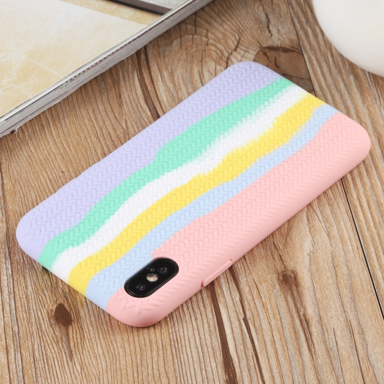 For iPhone XS Max Herringbone Texture Silicone Protective Case
