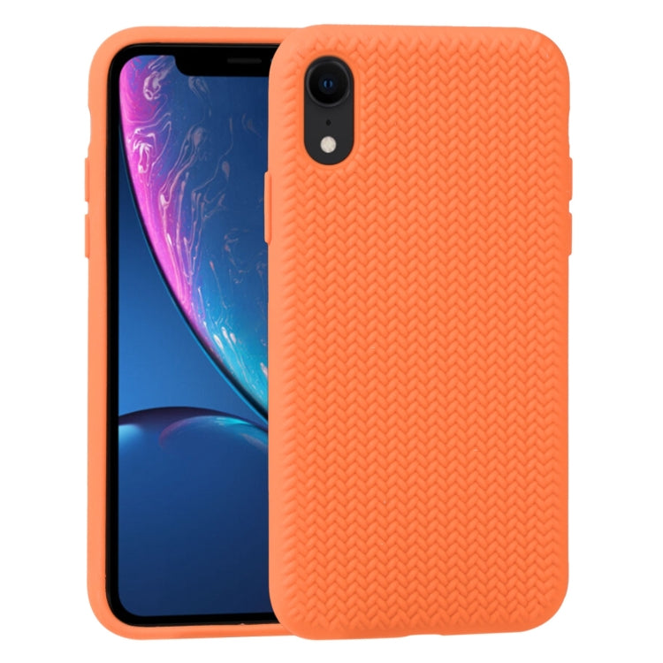 For iPhone XR Herringbone Texture Silicone Protective Case