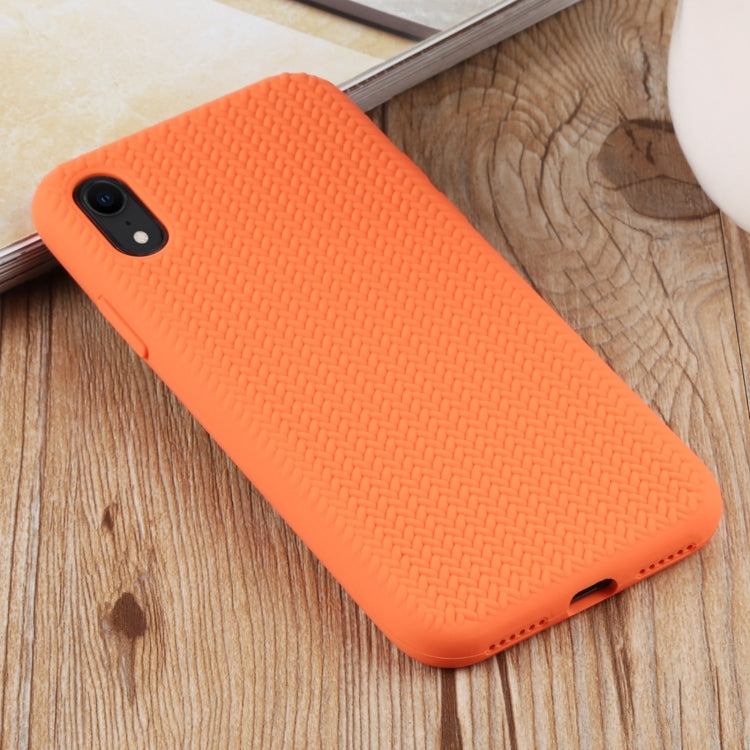 For iPhone XR Herringbone Texture Silicone Protective Case