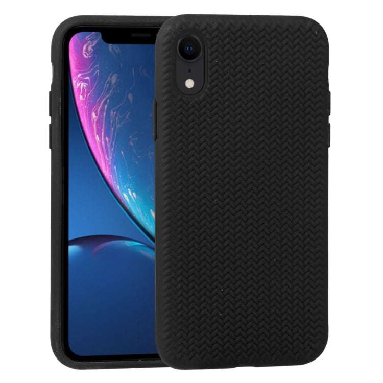 For iPhone XR Herringbone Texture Silicone Protective Case