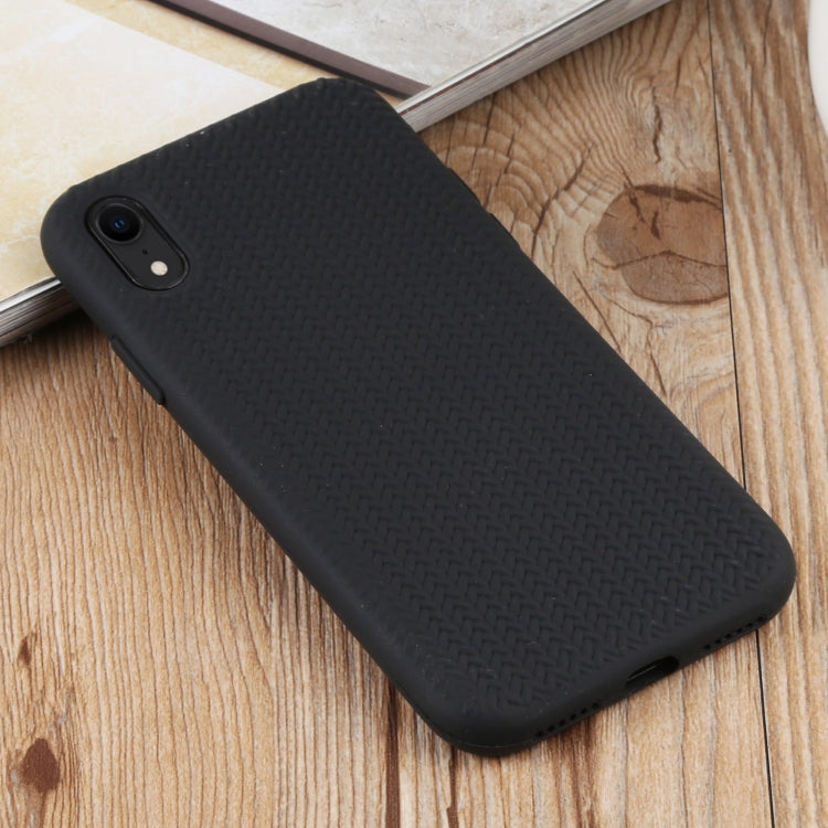 For iPhone XR Herringbone Texture Silicone Protective Case