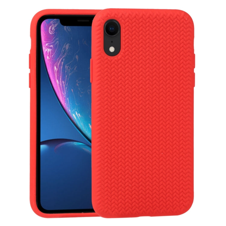 For iPhone XR Herringbone Texture Silicone Protective Case