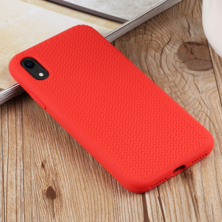 For iPhone XR Herringbone Texture Silicone Protective Case