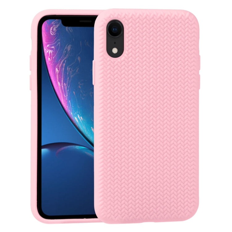 For iPhone XR Herringbone Texture Silicone Protective Case