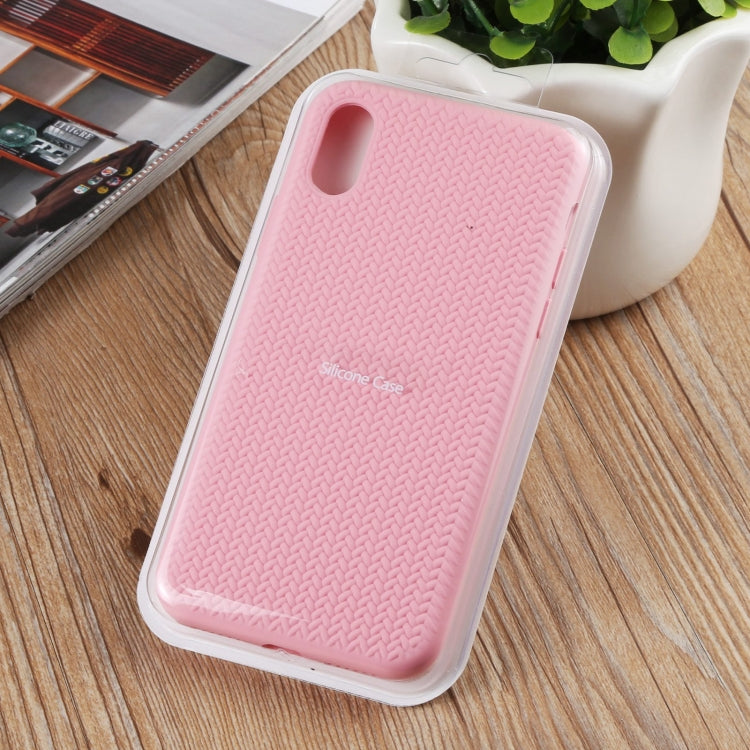 For iPhone XR Herringbone Texture Silicone Protective Case